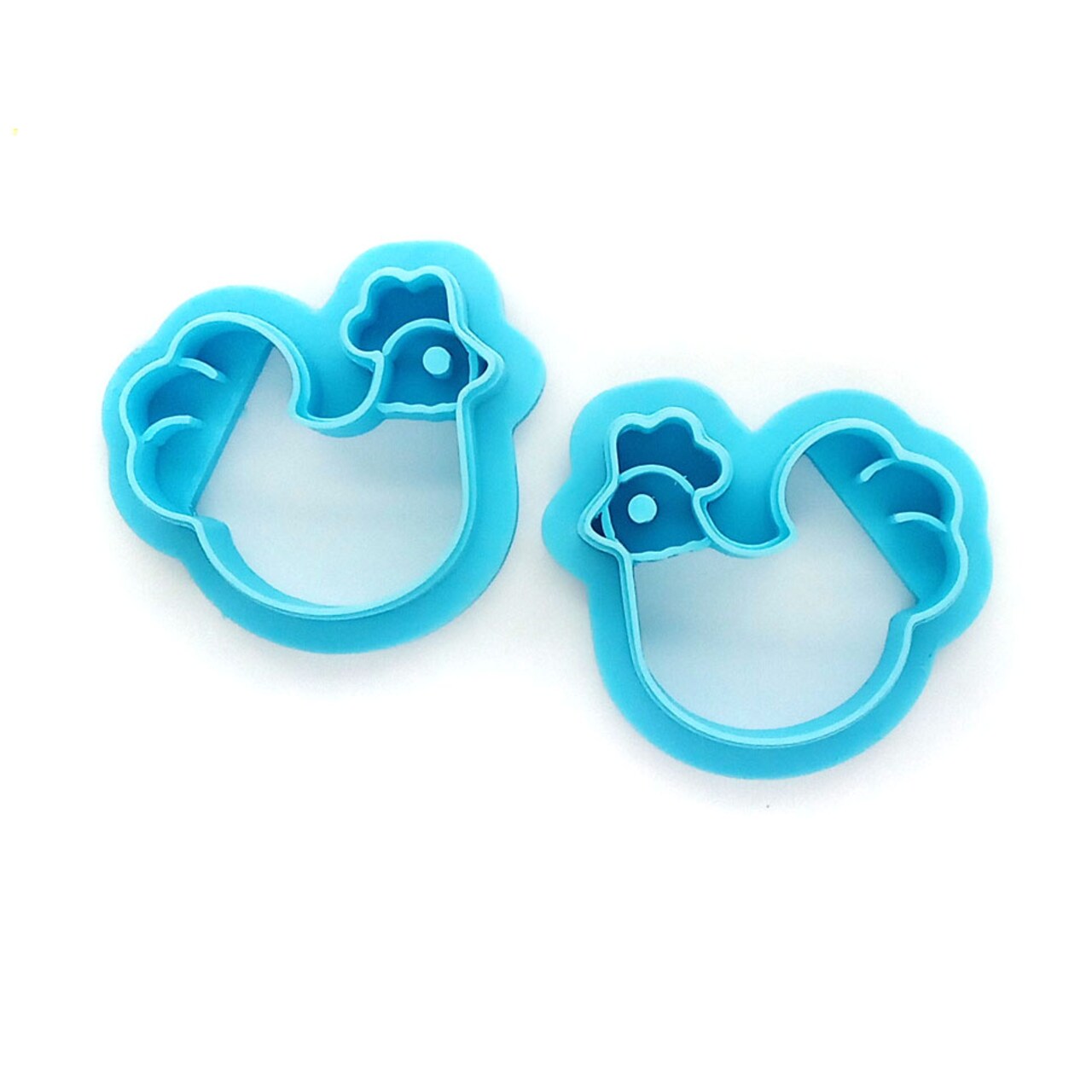 Chicken Clay Cutters, 2 Mirrored Pieces for Jewelry Making, Adorabilities